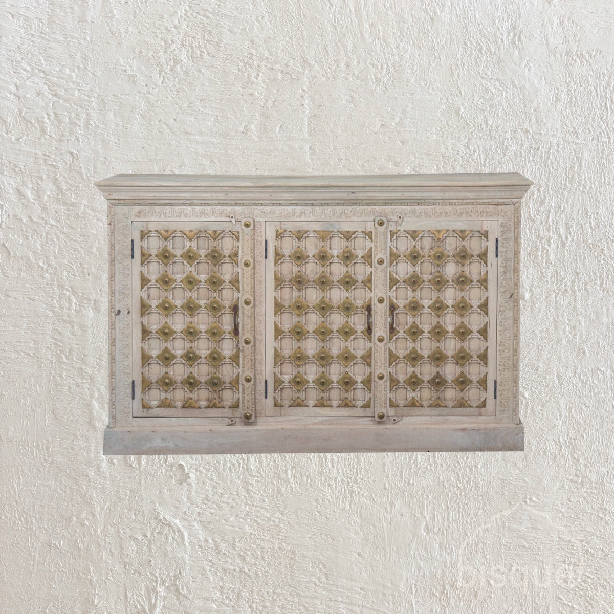 Lajita : Whitewashed Three Door Cabinet