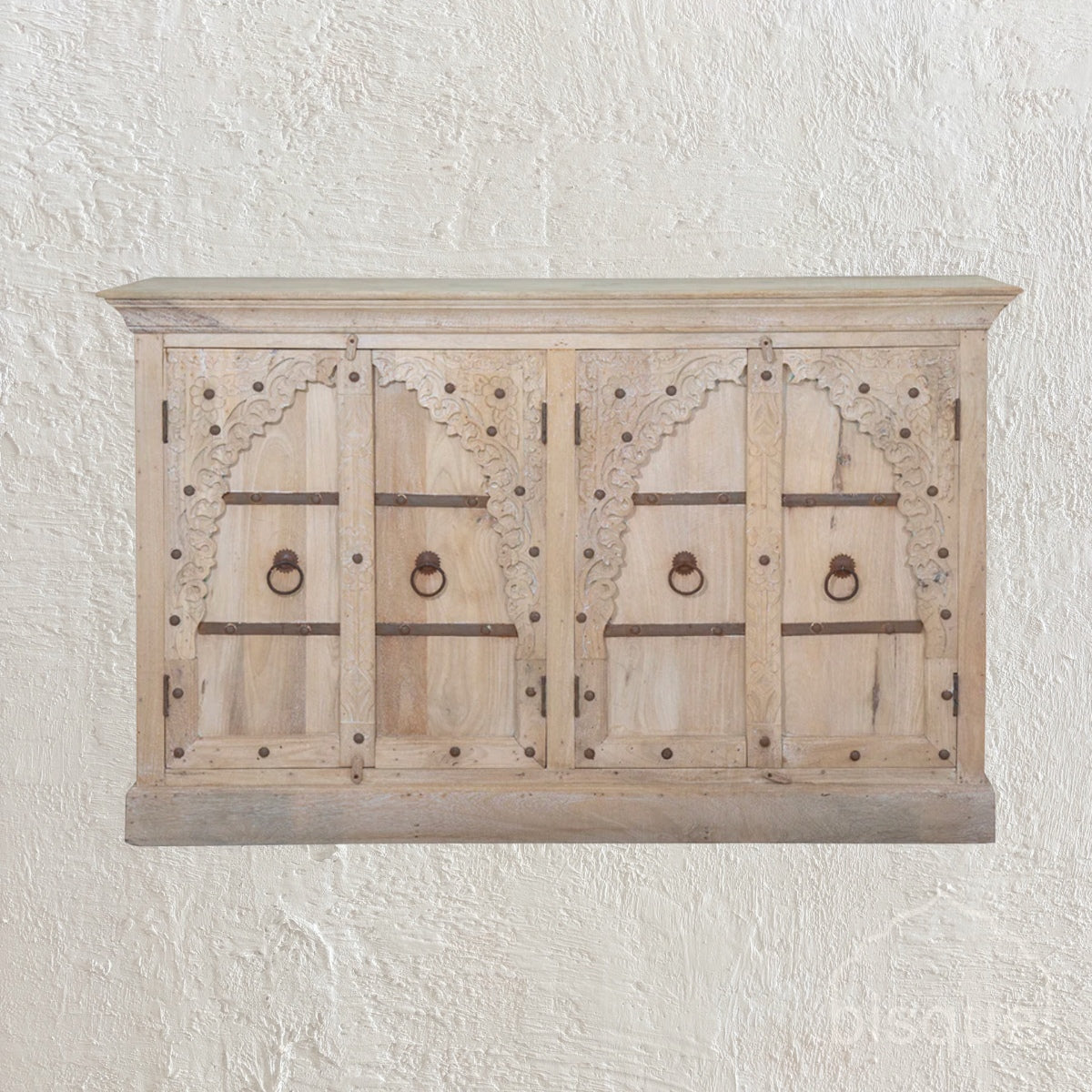 Maaya : Four Door Whitewashed Cabinet