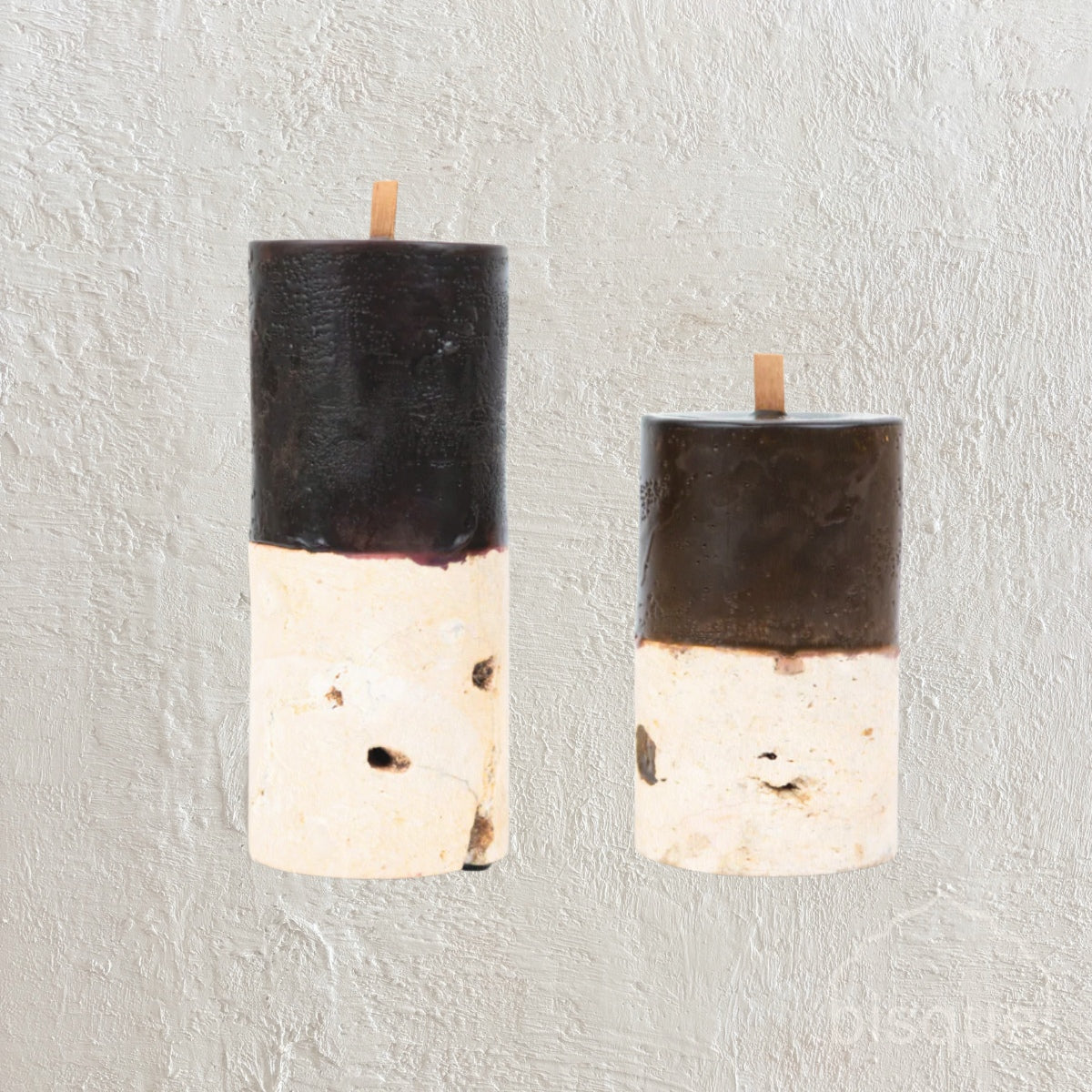 Shela. Fossilised Coral Candle - Chocolate 8.5cm diam x 20cm h