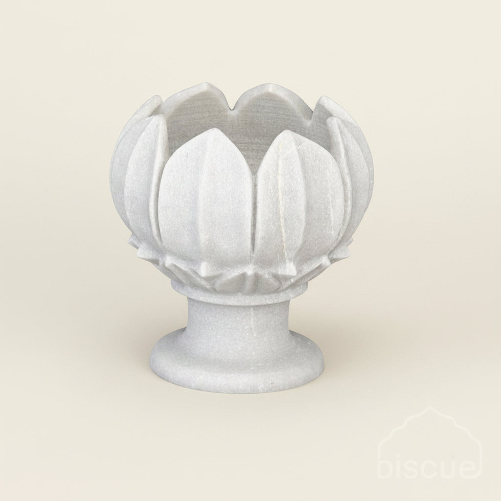 Indiana : White Marble Lotus Flower Candleholder