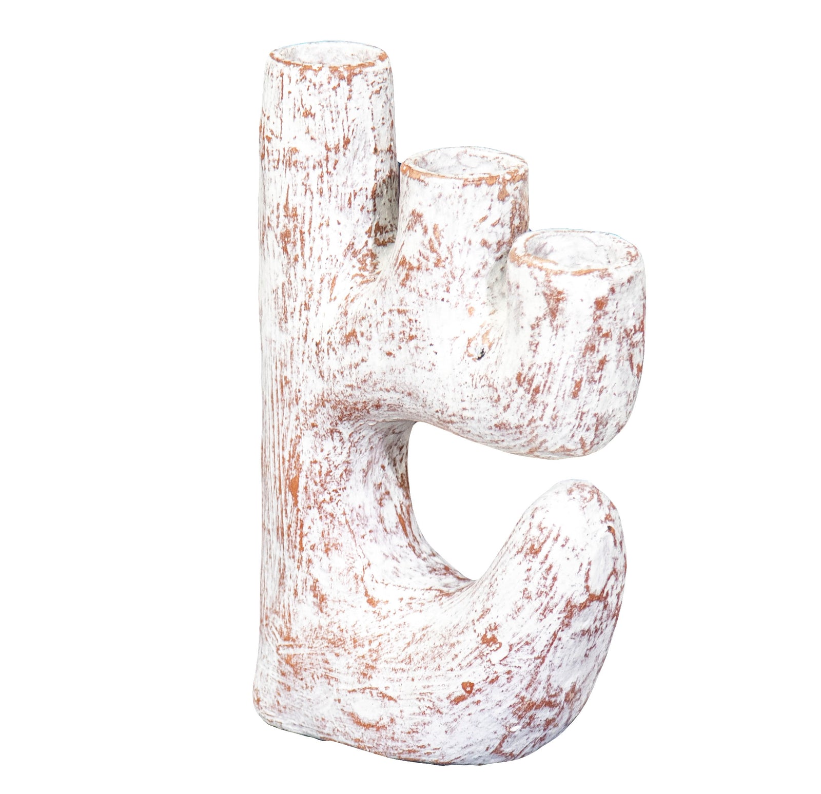 Teo : Triple Candle Holder Whitewashed