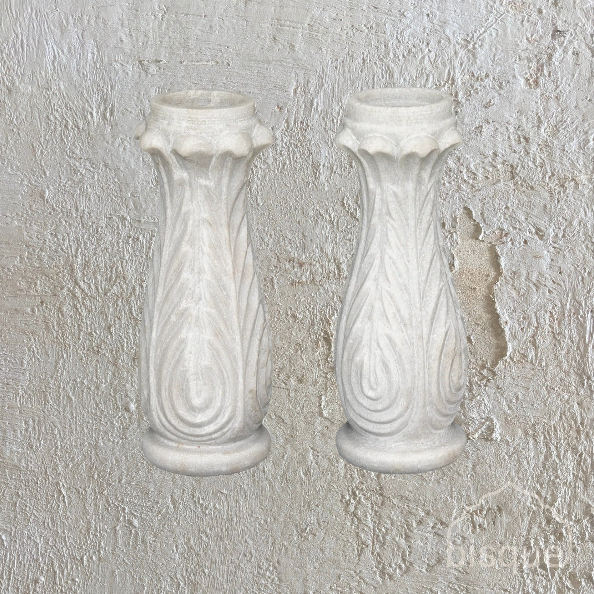 Fouzo : White Marble Lotus Flower Candleholder