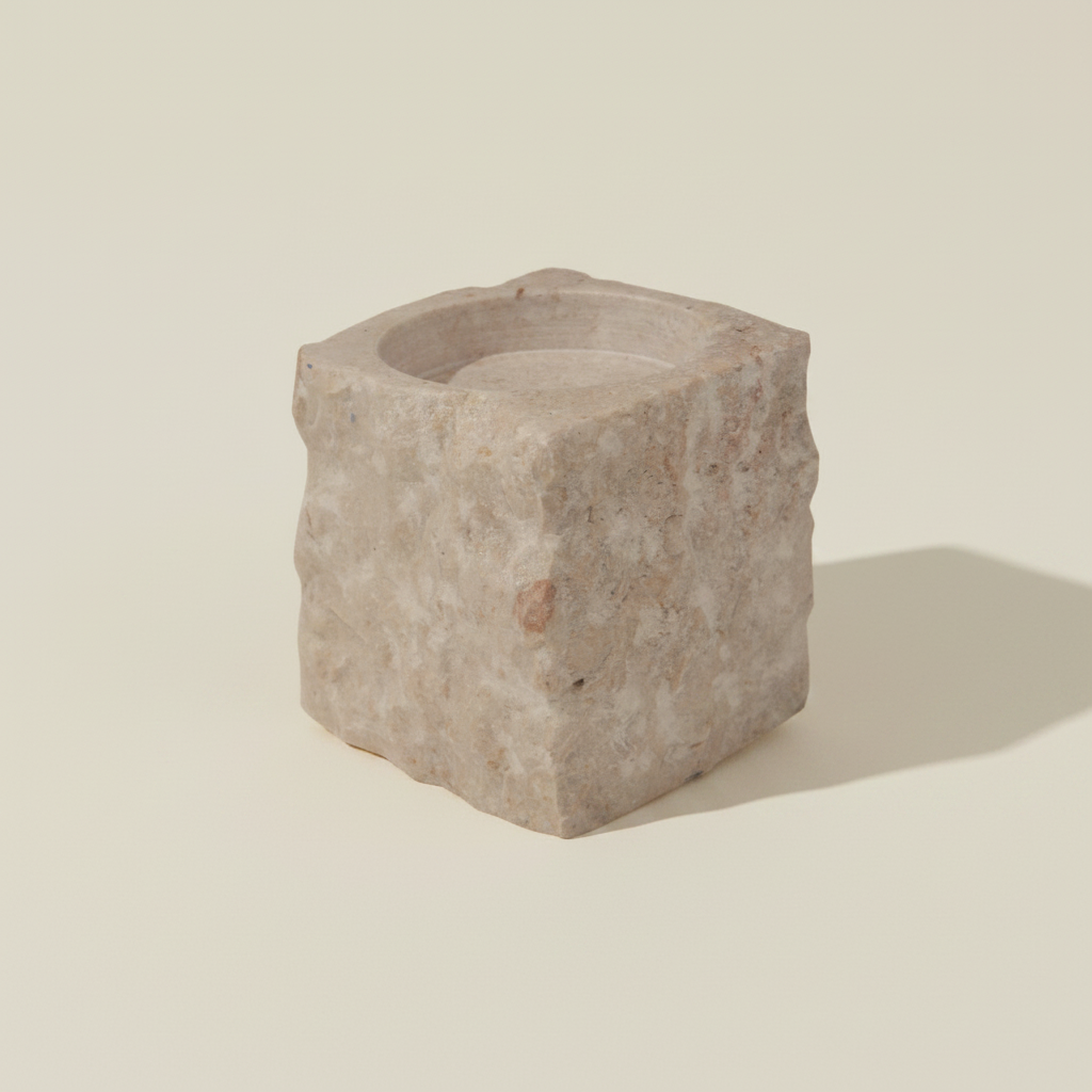 Candle Holder : Loaha : Middle | Raw Marble