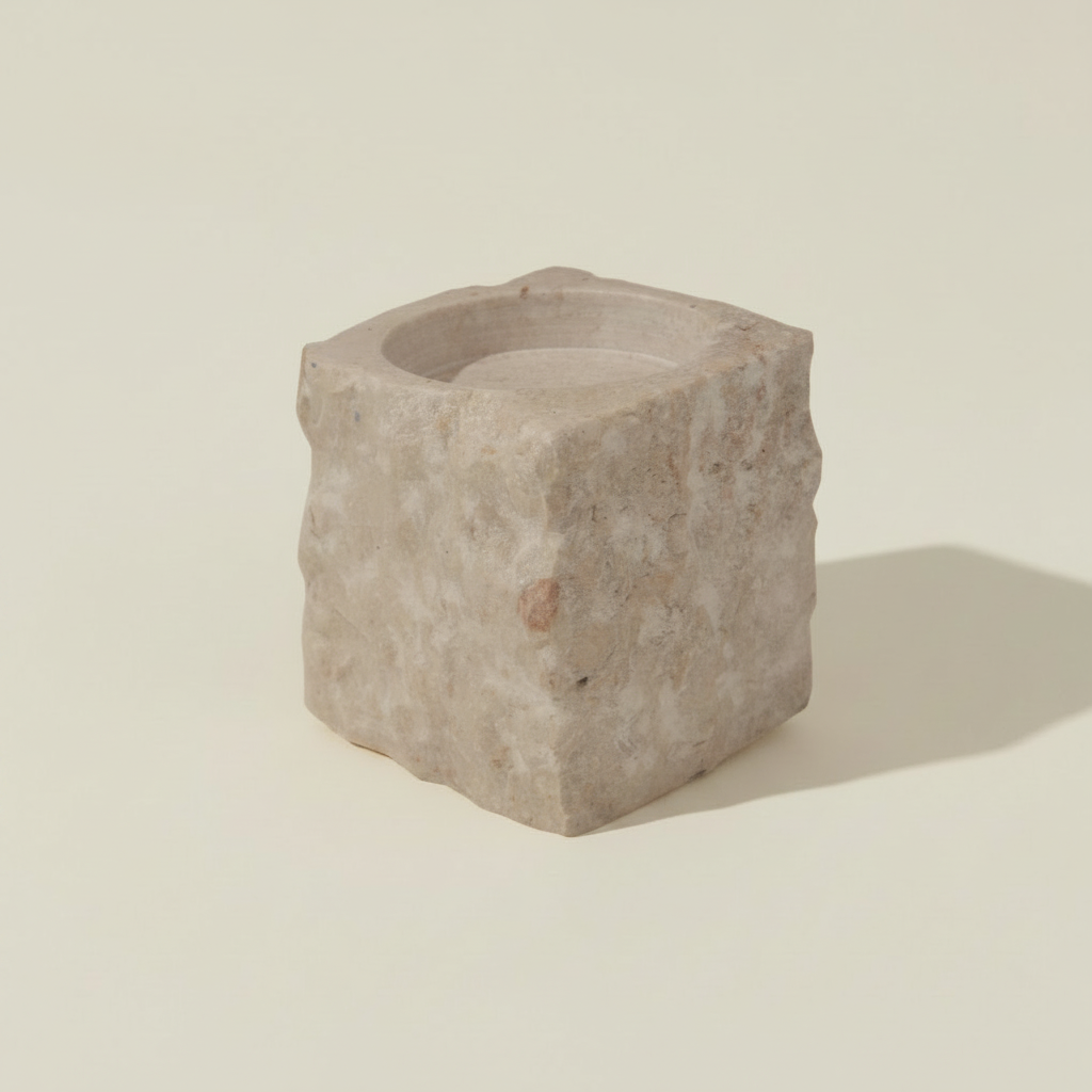 Candle Holder : Loaha : Middle | Raw Marble