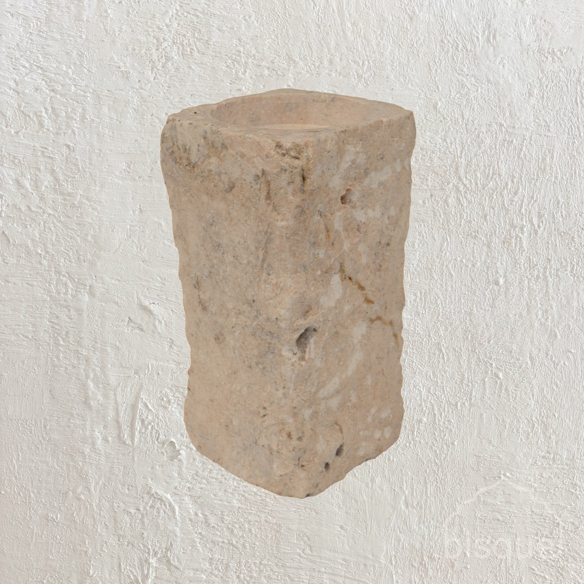 Loana : raw marble candle holder, large