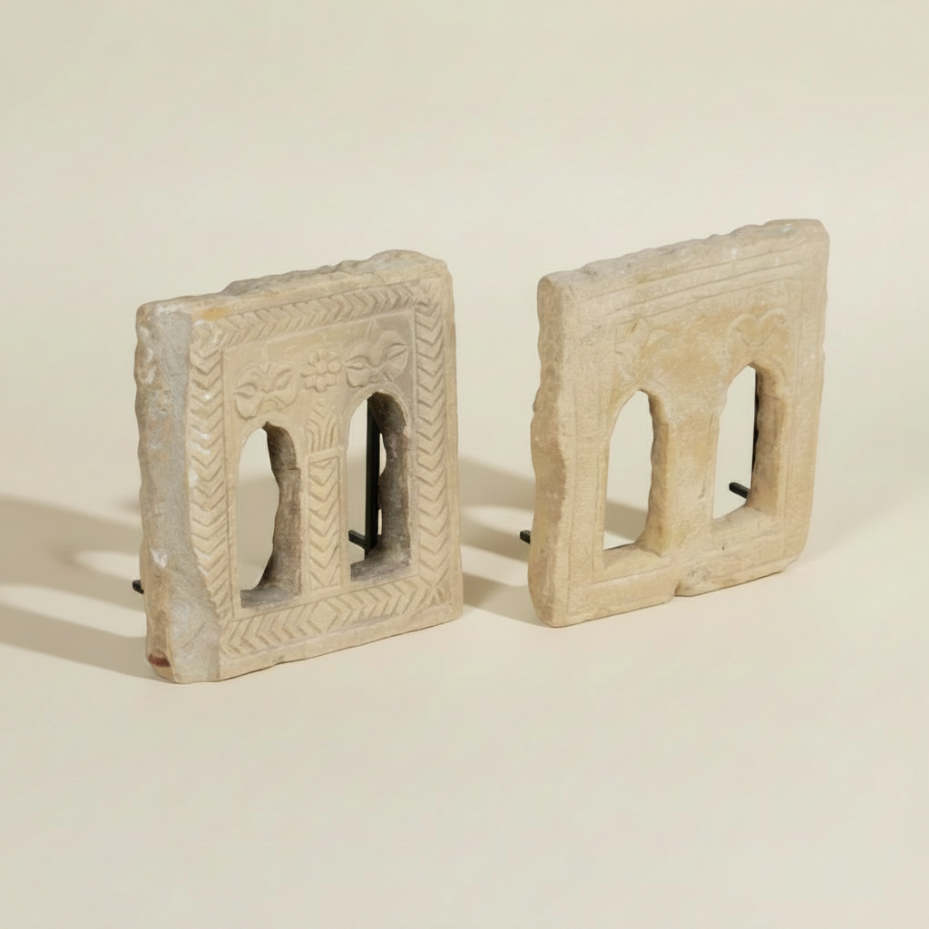 Mewan. Stone Candle Stand (White & Natural)