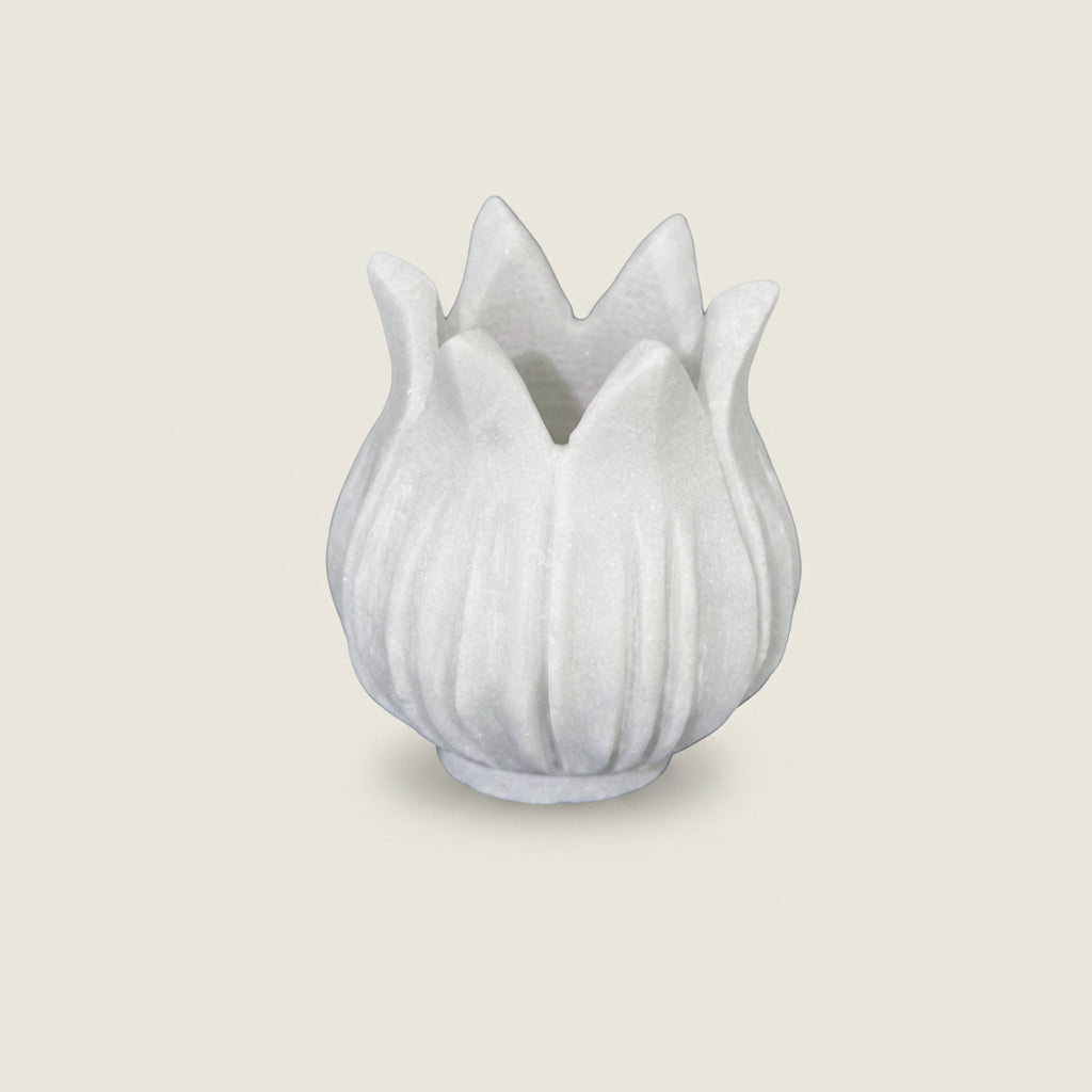 Lotus : Flower Marble Candleholder, Small