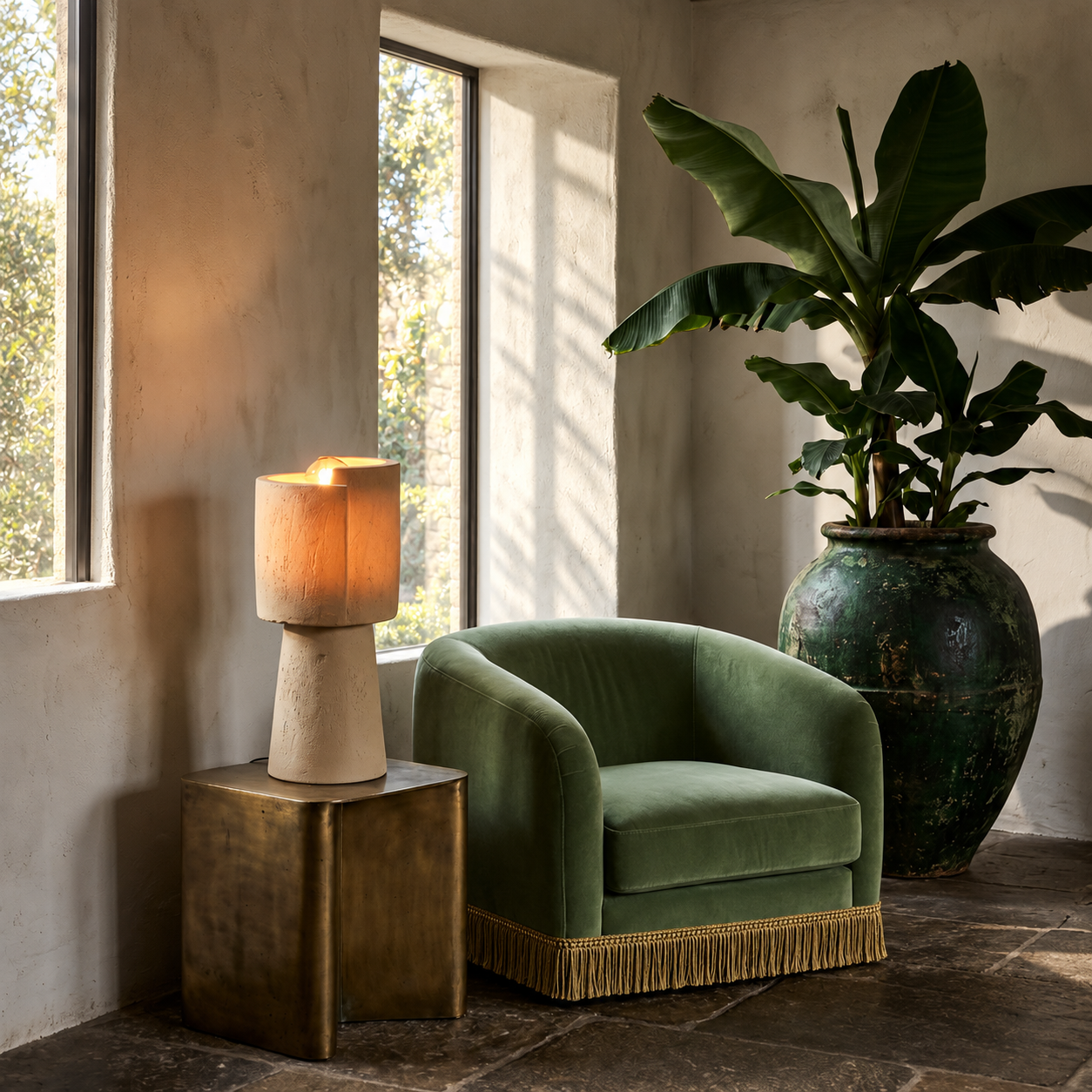 Table Lamp : Catinya Terracotta Table Lamp | Cream
