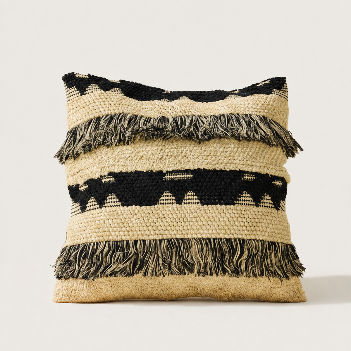Cushion : Shashan : Tribal | Cream + Black | 60x60 | OUTLET