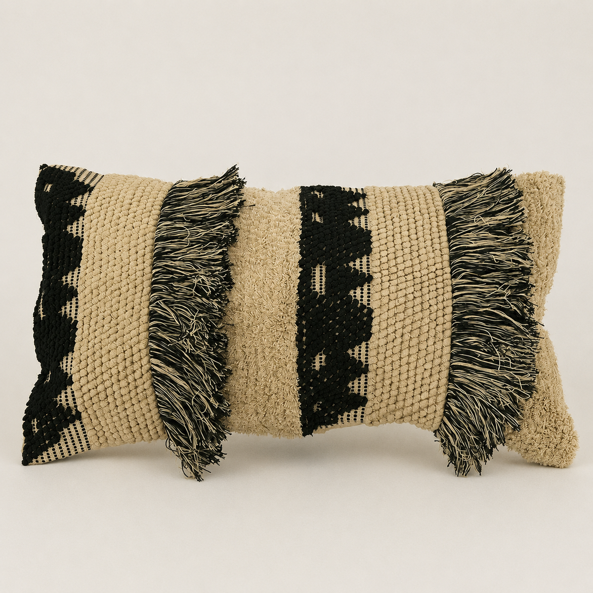 Cushion : Shushan : Tribal | Cream + Black | 40 x 75cm