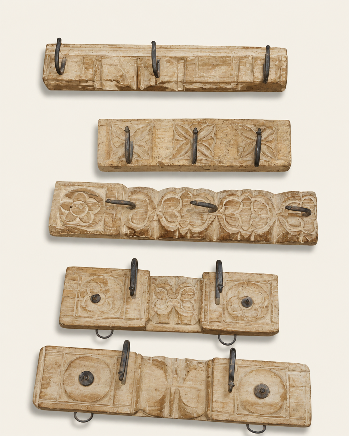 Utility Hooks : Asanka : Antique Carved Wall Hooks | Natural | OUTLET