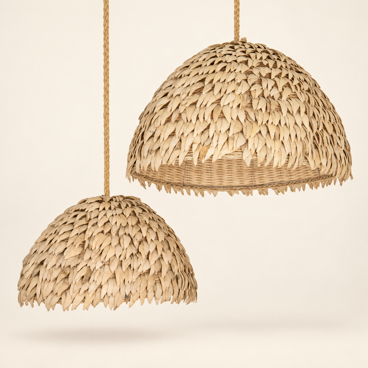 Pendant : Sade : Coconut Shell Dome Light | 2 Sizes | Natural Cream