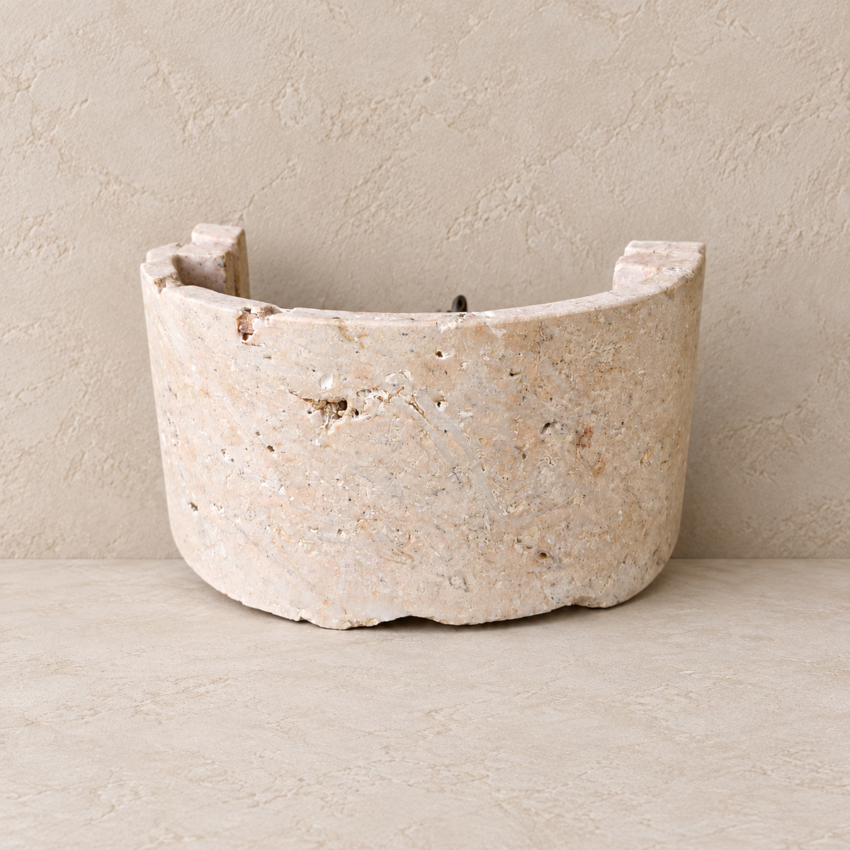 Chloe: FOSSILIZED CORAL SCONCES NATURAL WITH METAL	25 x 10 x H 12 cm