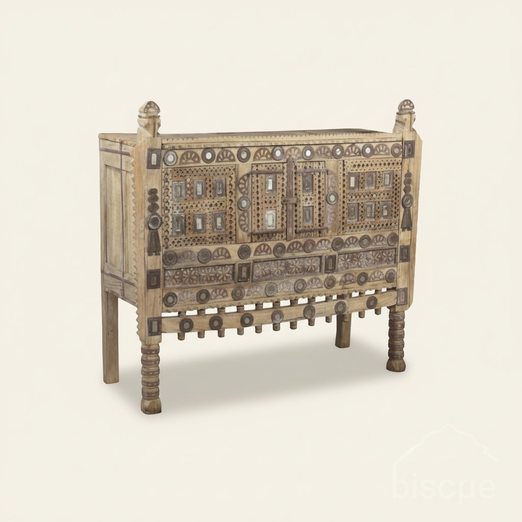 Kavya : Antique Original Indian Damachiya Console/Cabinet, 208cm