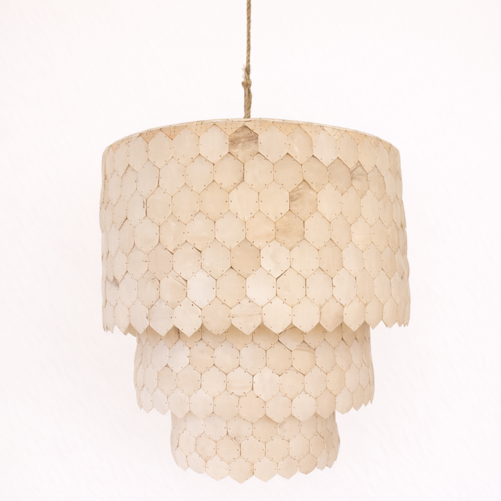 Soleto : three tiered coconut chandelier