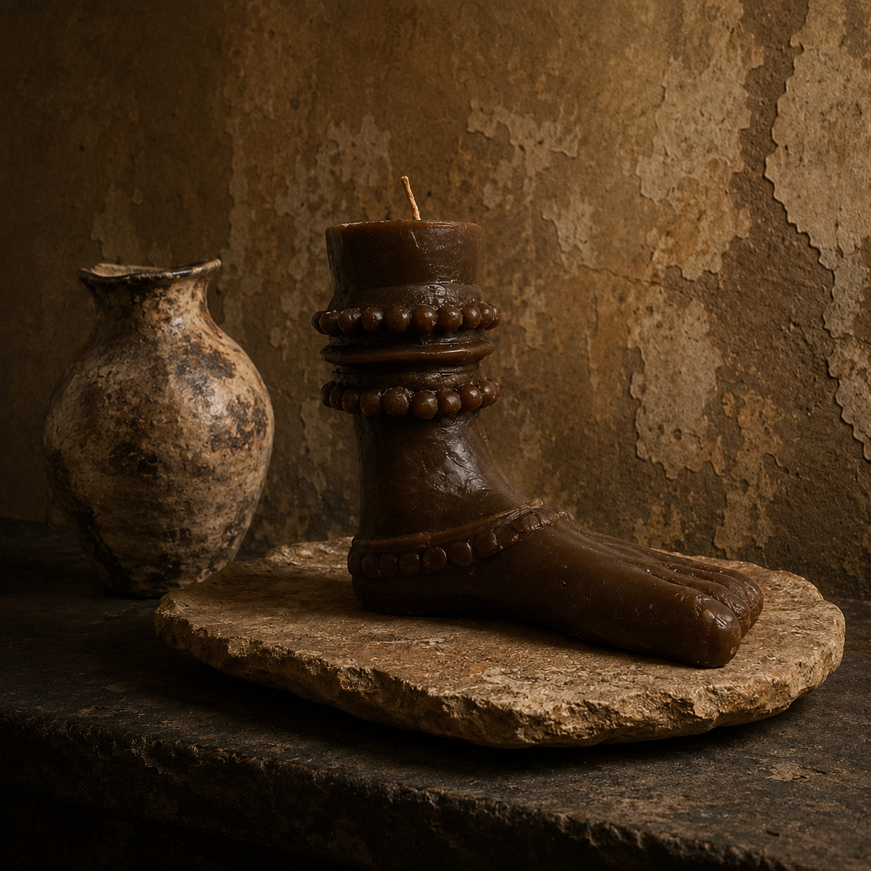 Dana :  Decorated Ankle Candle | Beige | Brown | Black