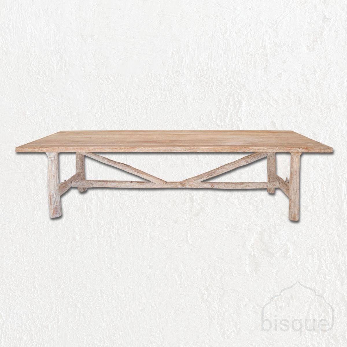 Anyanga : Wooden Log Table, Whitewashed