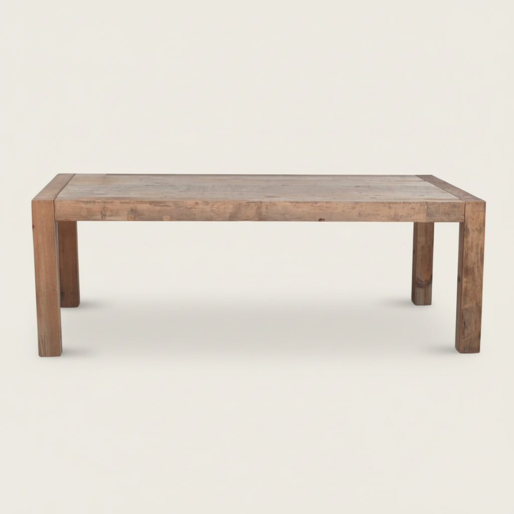 Reclaimed wood dining table, wabi sabi design