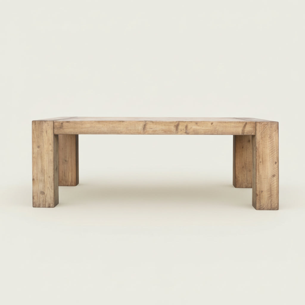 Reclaimed wood 3 m dining table with chunky legs