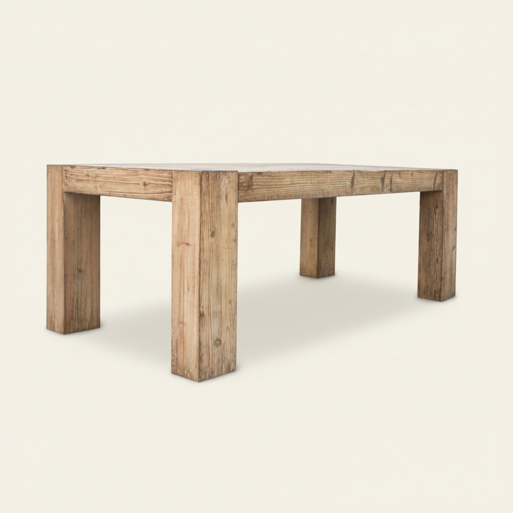 Dining Table: Italo : Chunky Leg Dining Table 2.4m Reclaimed Timber