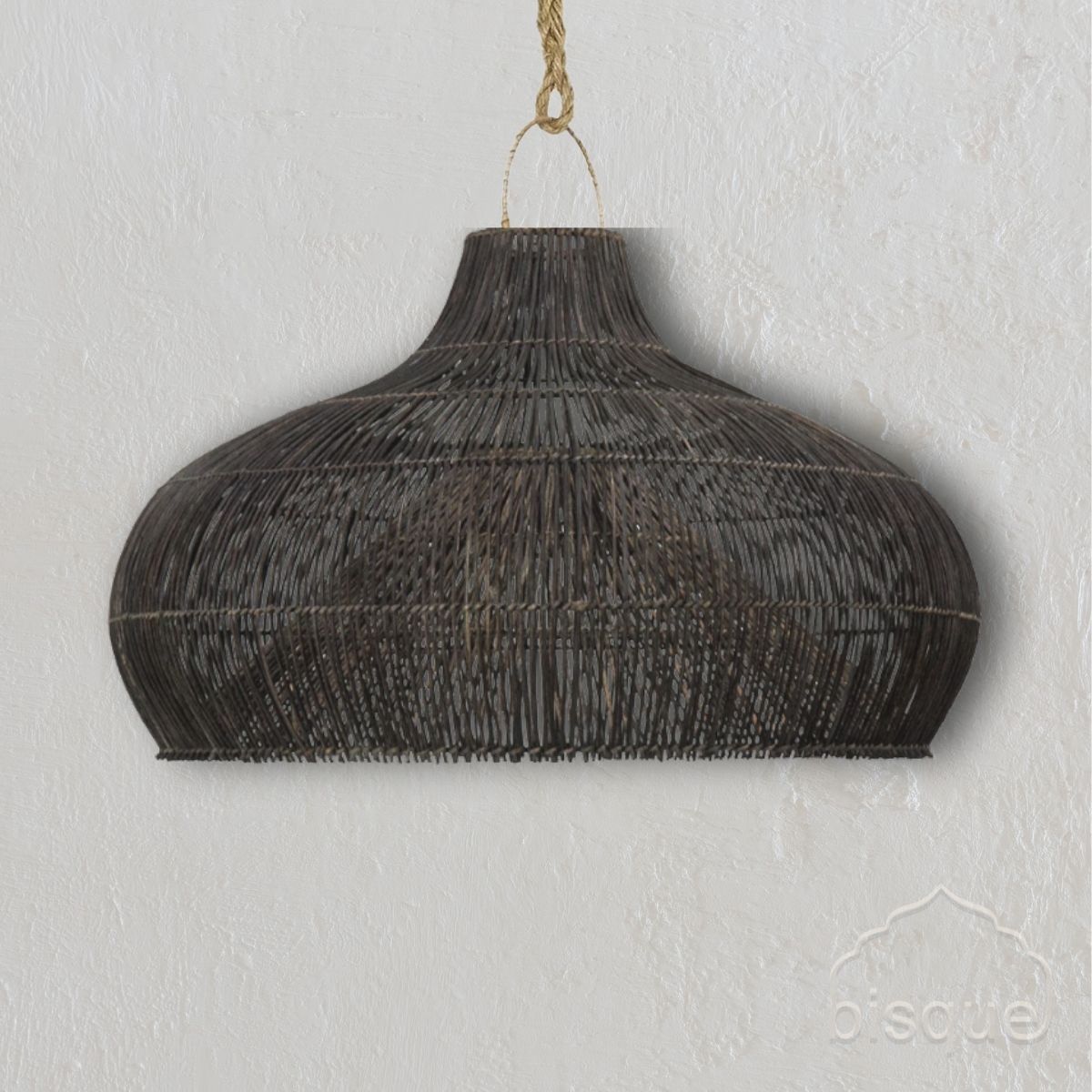 Pesci : Fish Trap Rattan Wide Pendant, Black