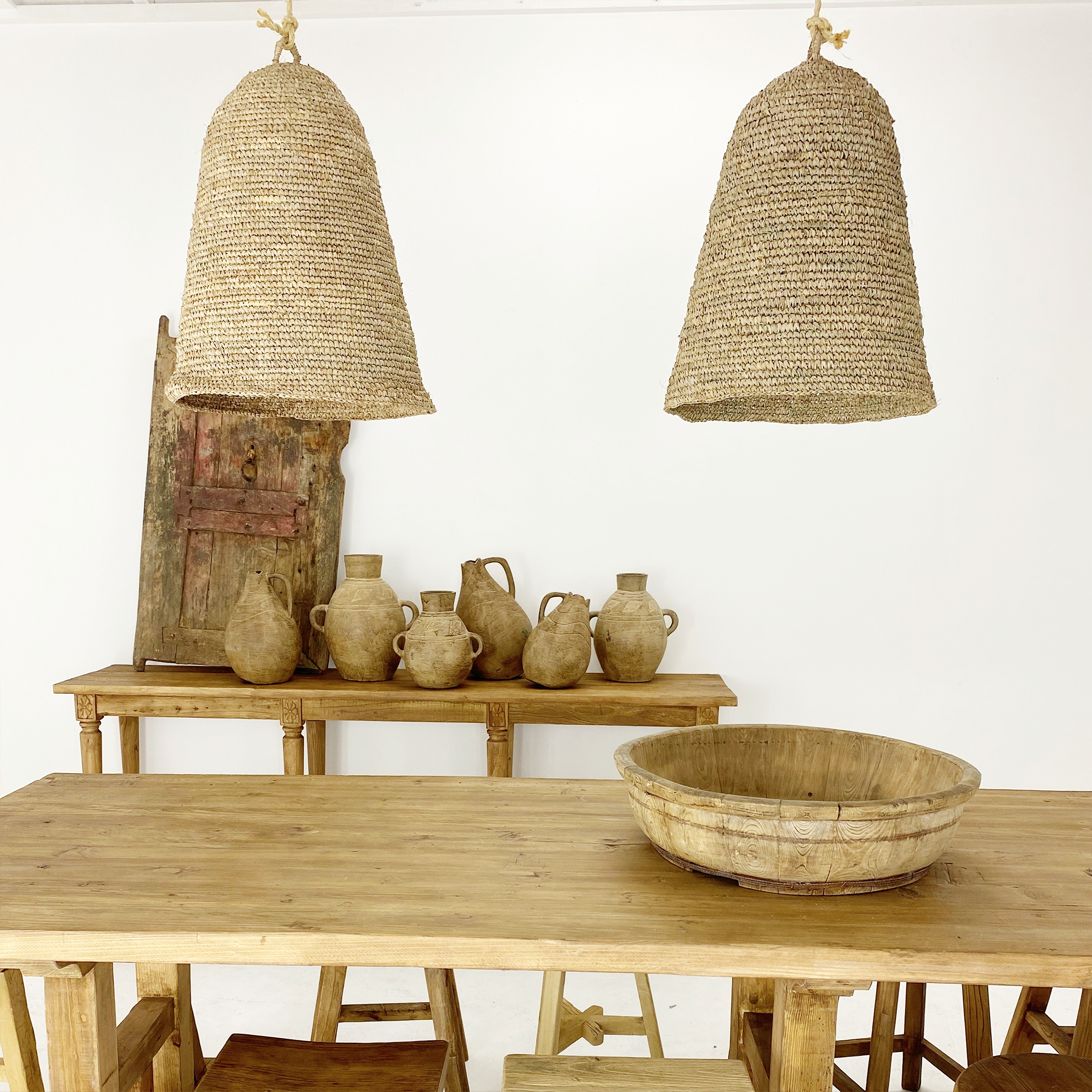 Priya Sisal Dome Pendant BisqueTraders