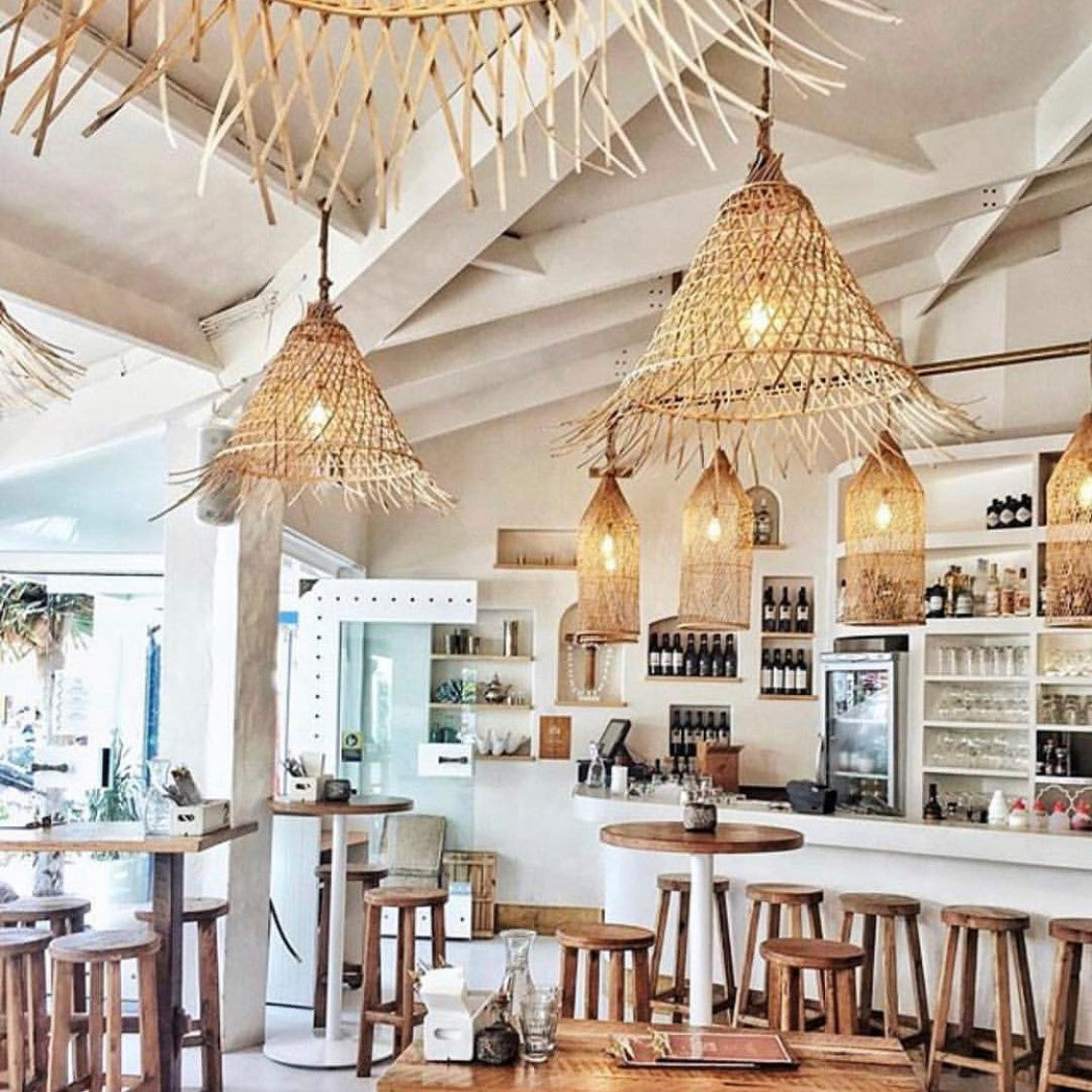 Bakaro : Cone Shaped Rattan Pendant, Natural Small