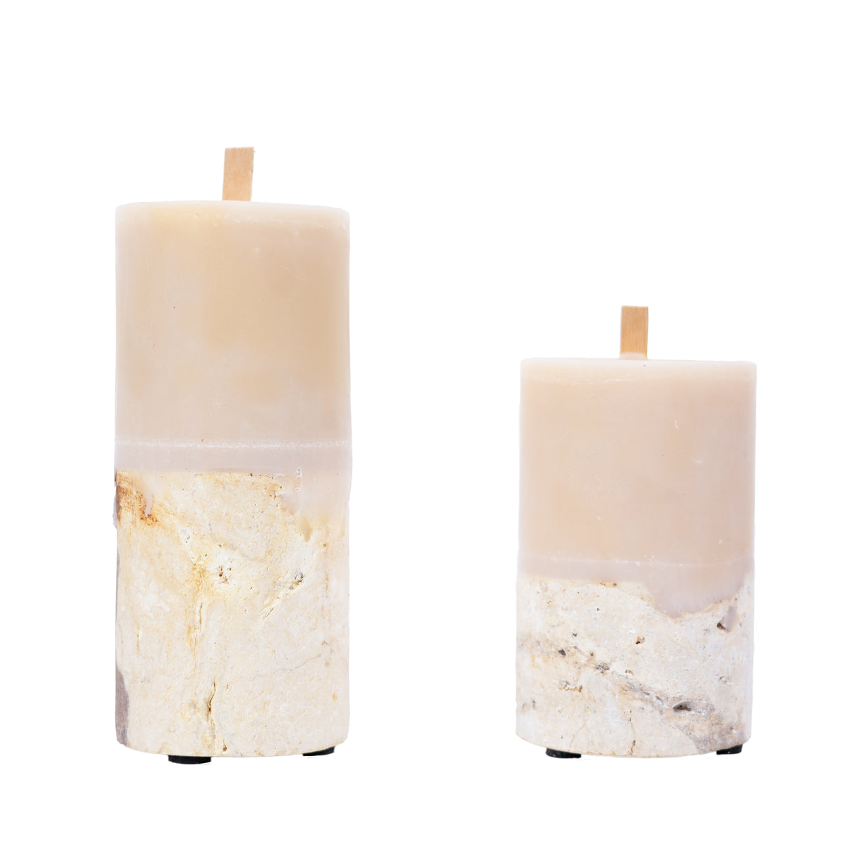 Lamu : Fossilised Coral Candle, Beige