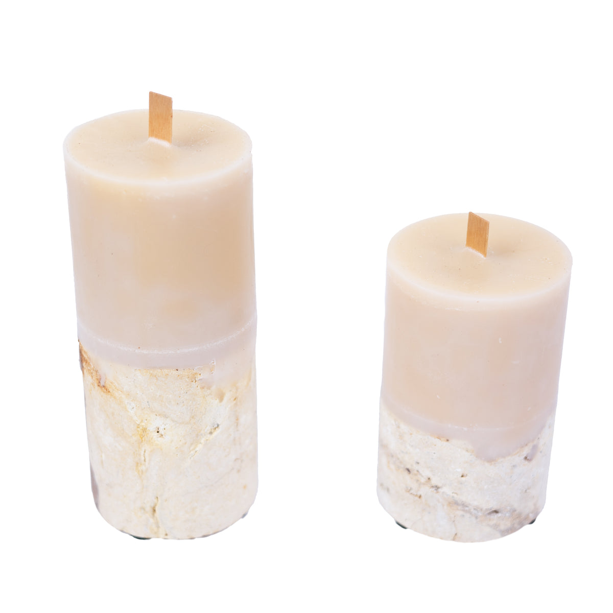 Lamu : Fossilised Coral Candle, Beige