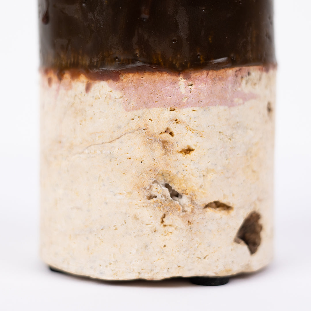 Shela. Fossilised Coral Candle - Chocolate 8.5cm diam x 20cm h