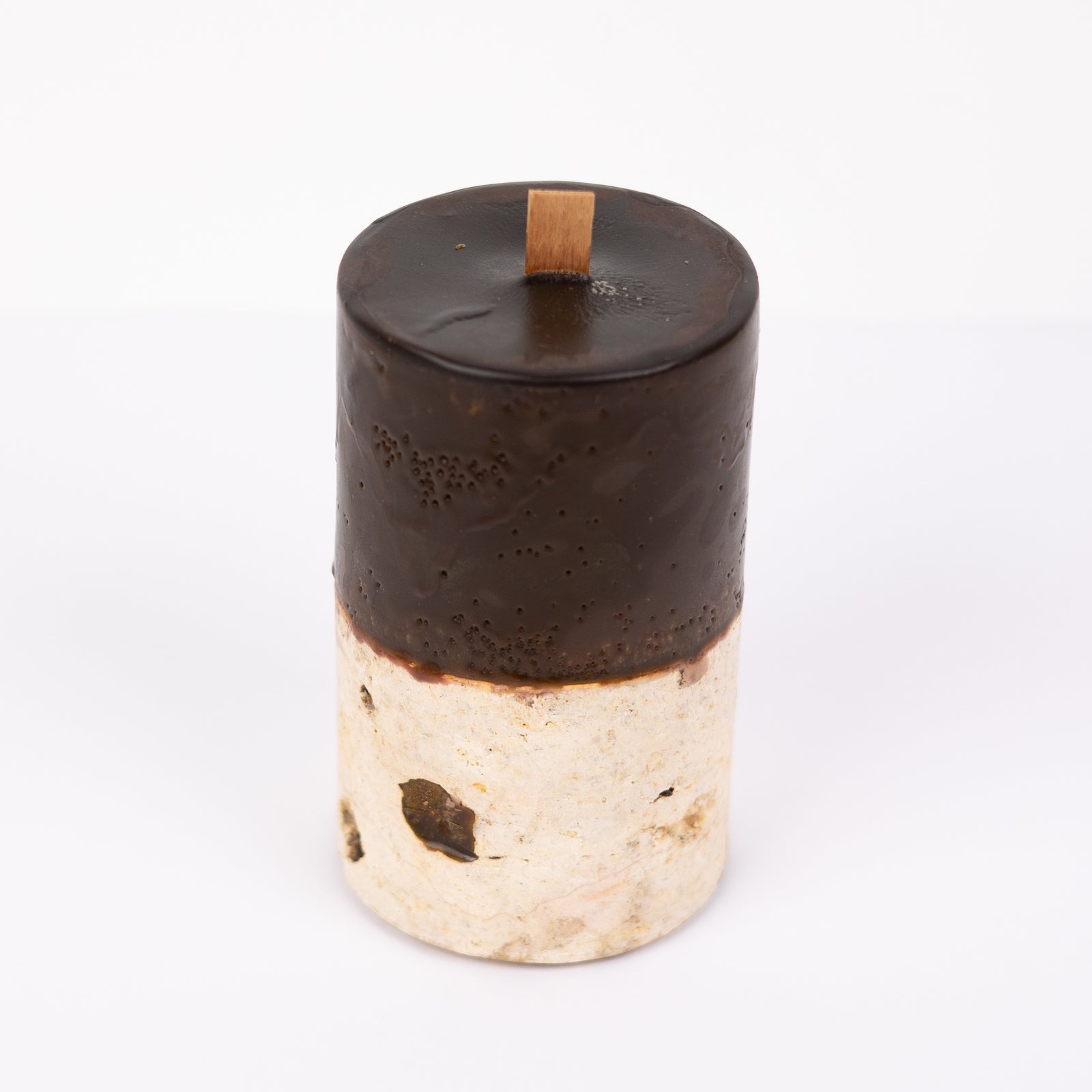 Shela. Fossilised Coral Candle - Chocolate 8.5cm diam x 20cm h