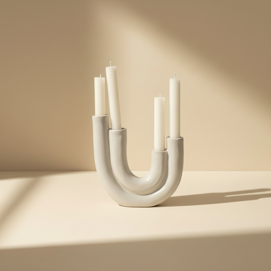 Candleholder : Kono : 4 Stand Ceramic | Off White