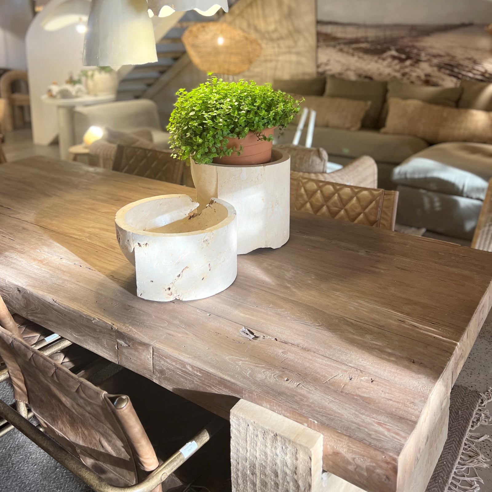 Barasa: Teak and Stone Dining Table