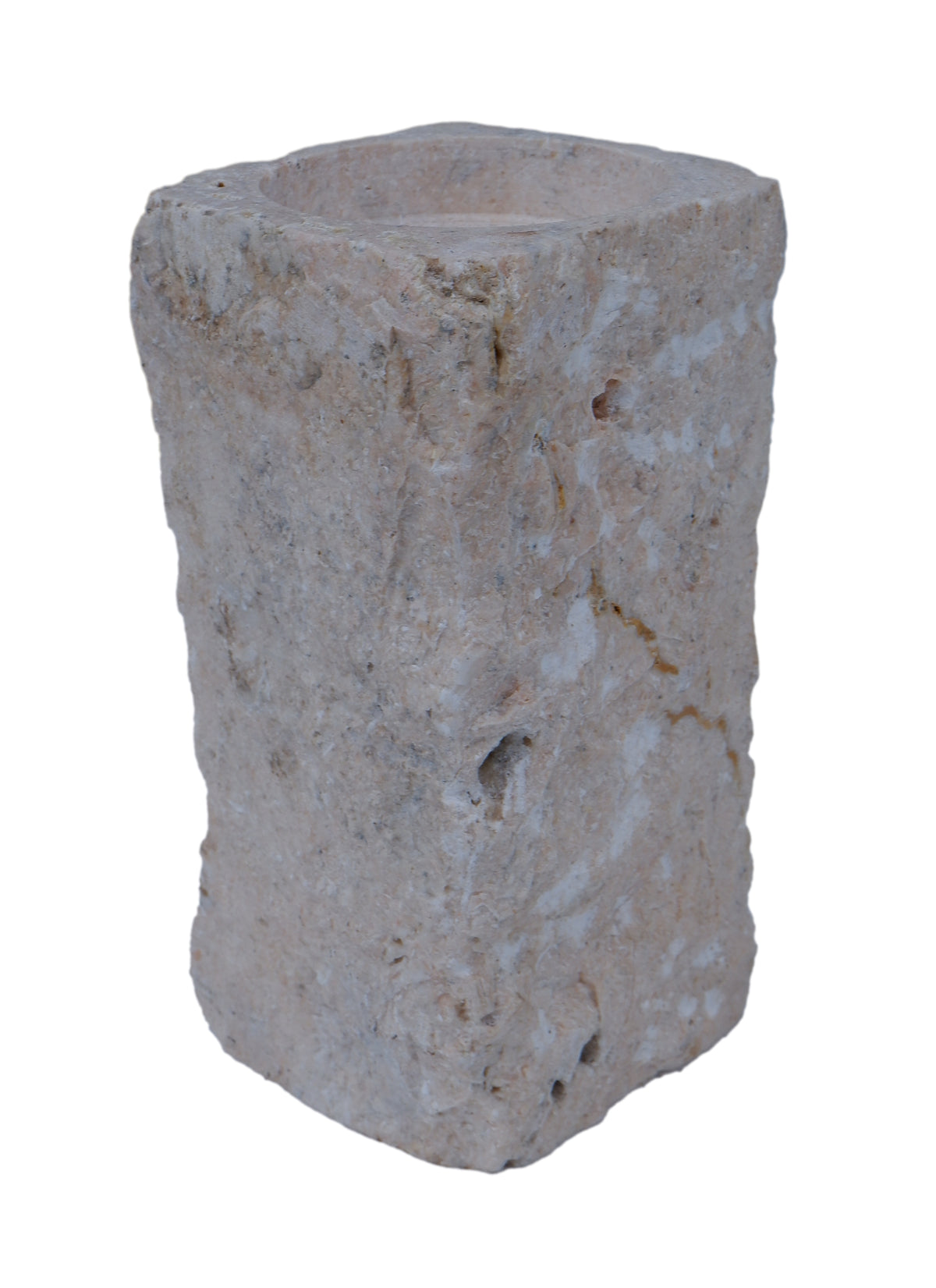 Loana : raw marble candle holder, large