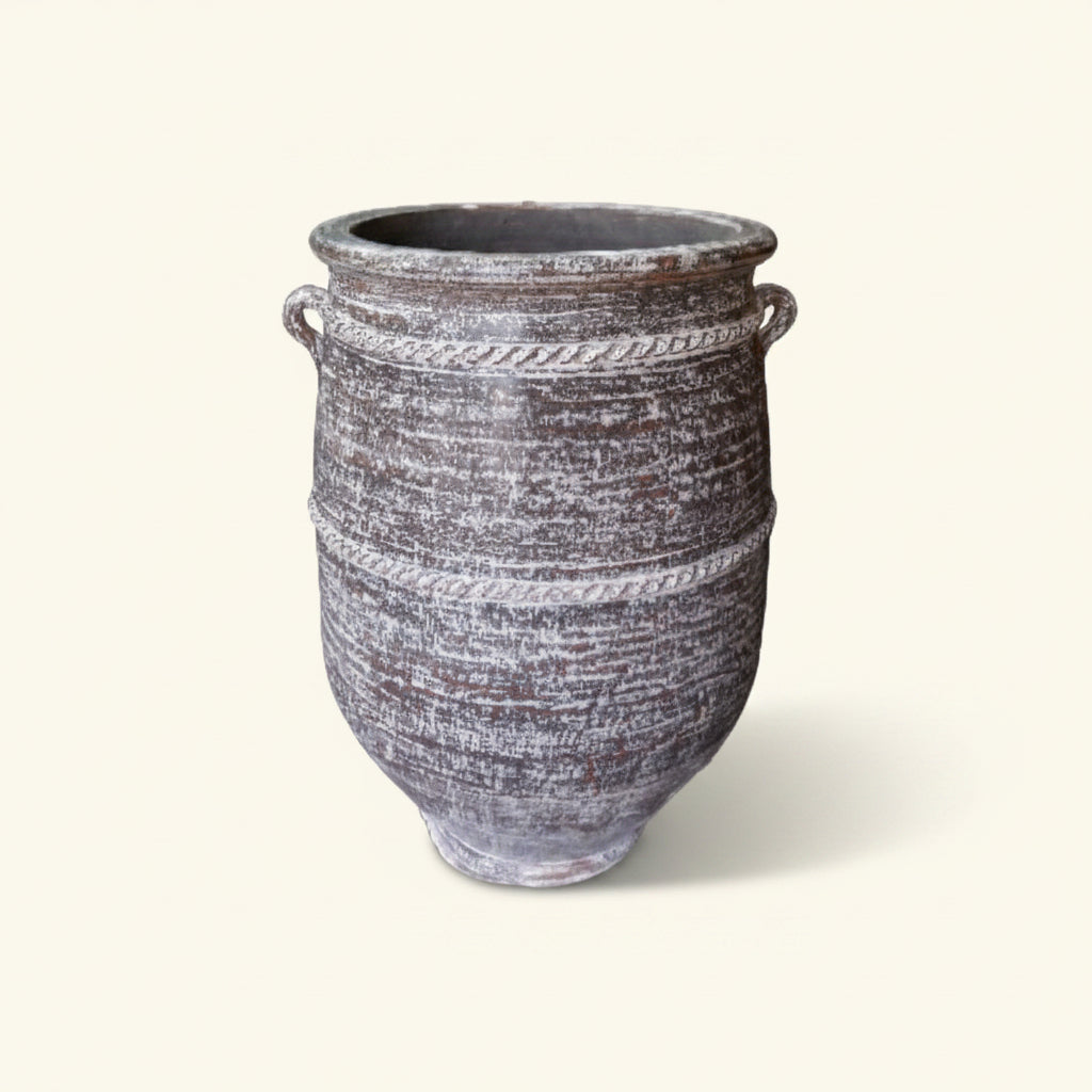 RAGUSA WHITEWASHED TALL WIDE MOUTH TERRACOTTA POT 80CM HIGH