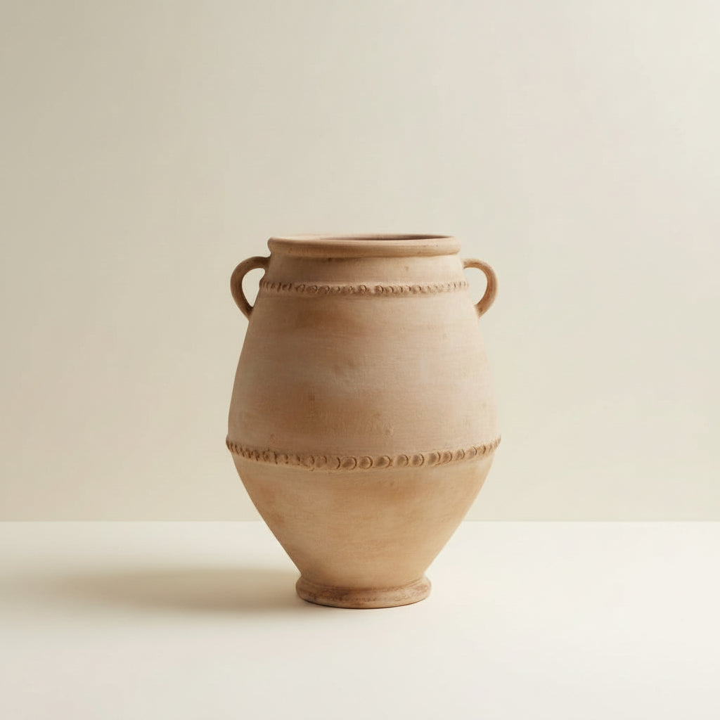 Gilda : Light Terracotta Pot Featuring Double Handles 60 x 50 cm