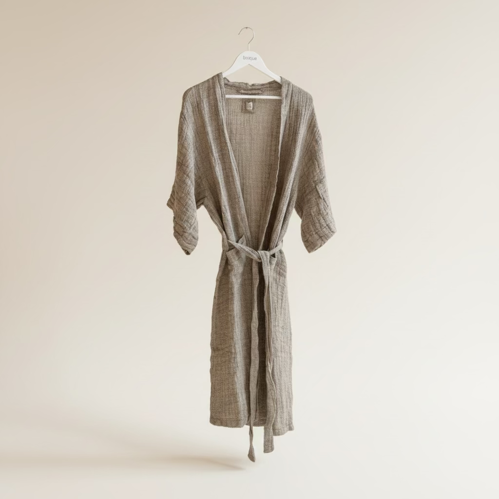 Tarren : Mesh Linen Unisex Robe, One Size 8-16 | Natural