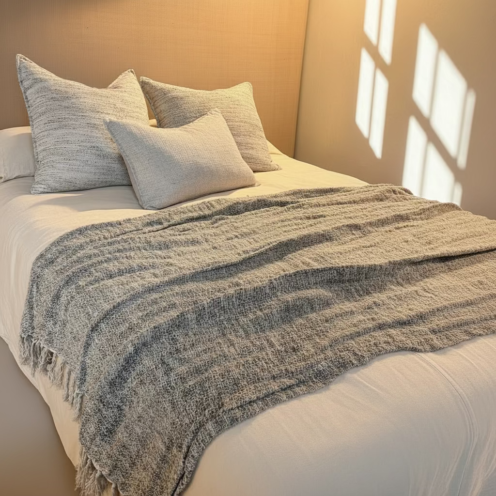 Felix Knotted Fringe Linen Throw