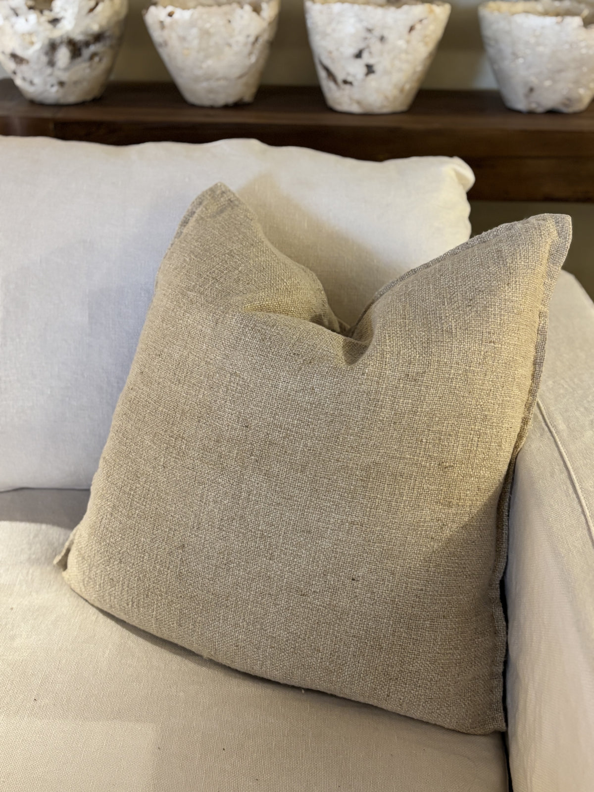 TALULLA. HEAVY LUB LINEN, NATURAL. 60 X 60CM CUSHIONS.