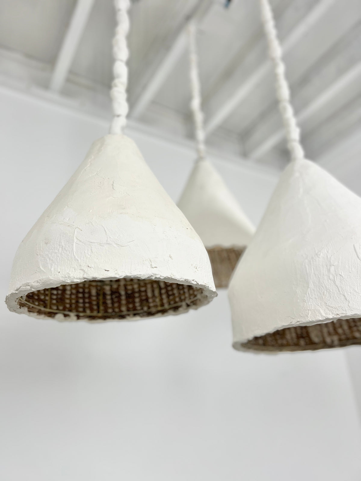 Mona : Rattan and Clay Pendant Light Small