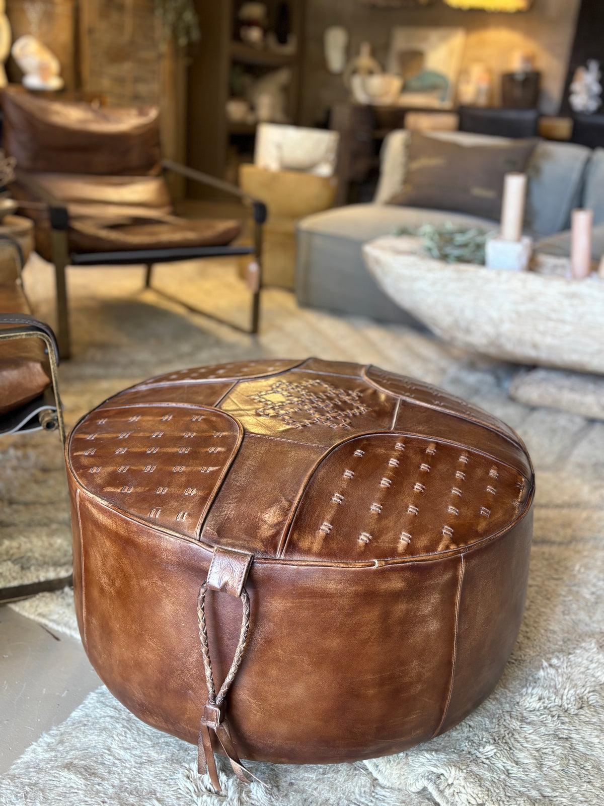 Chintan : Leather Ottoman