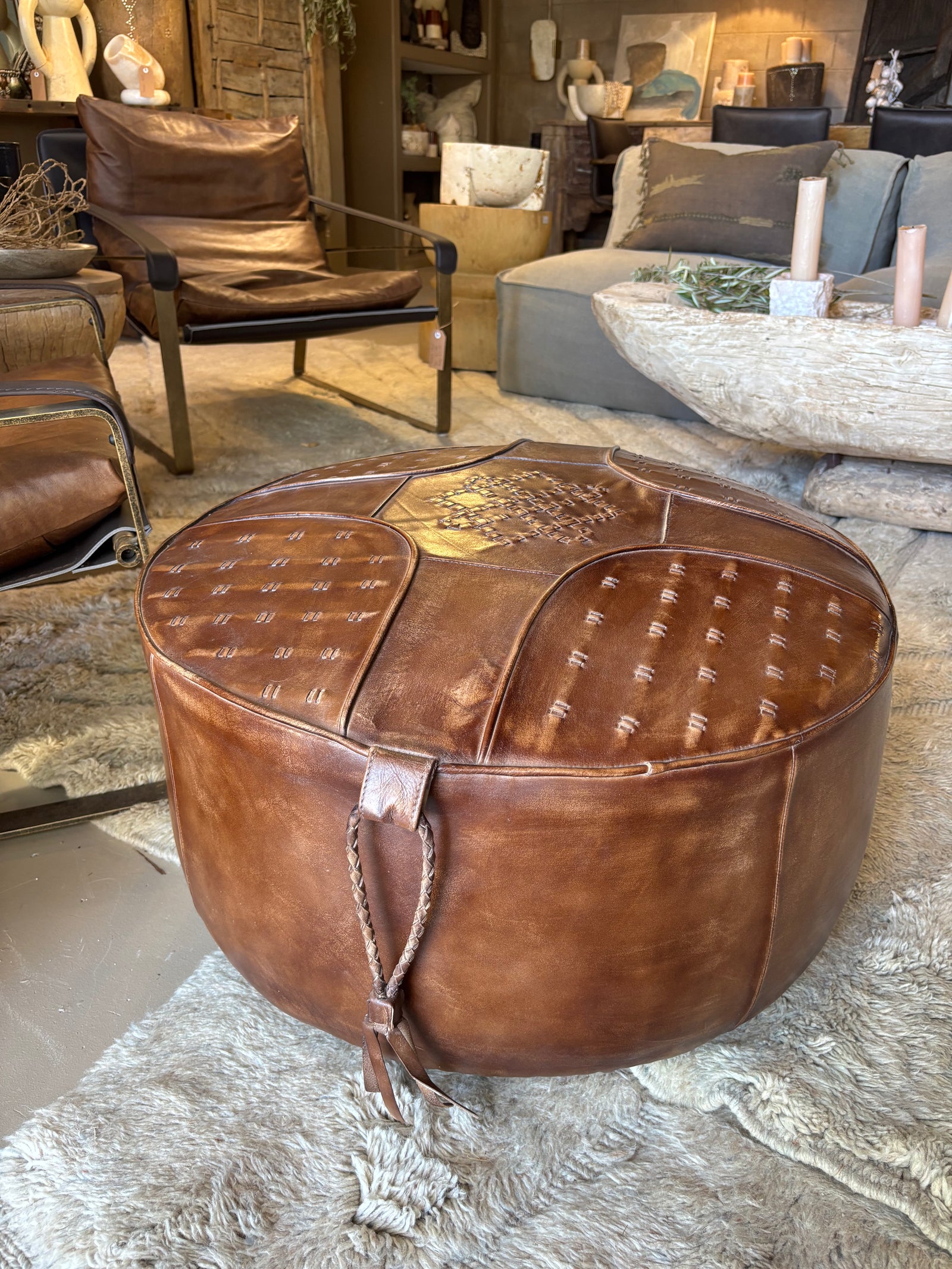 Chintan : Leather Ottoman