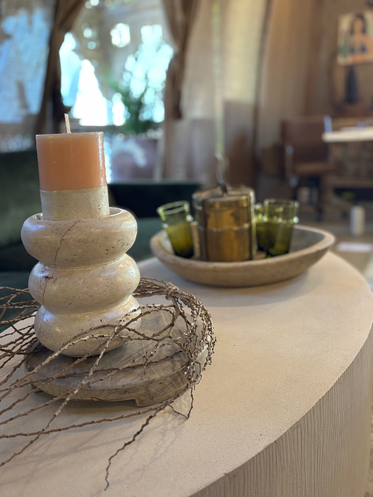 FOSSILIZED CORAL CANDLE HOLDER	dia 15 x h 20 cm