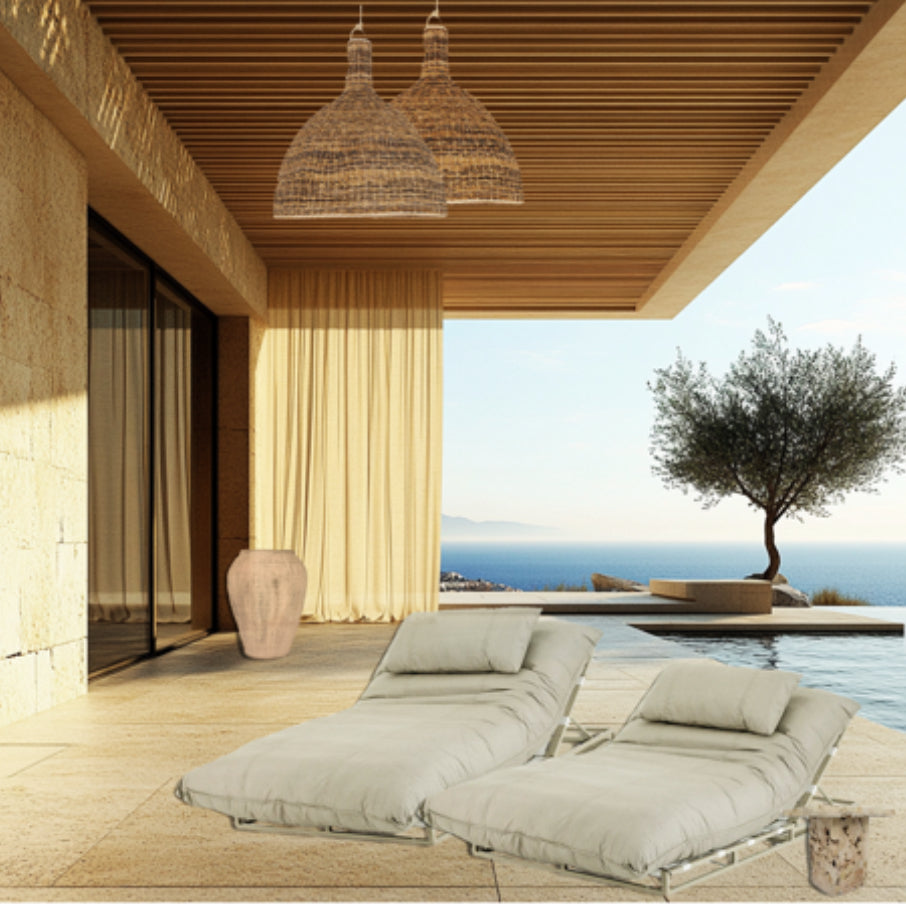 Coral : Outdoor Fabric Sun Lounge, Taupe