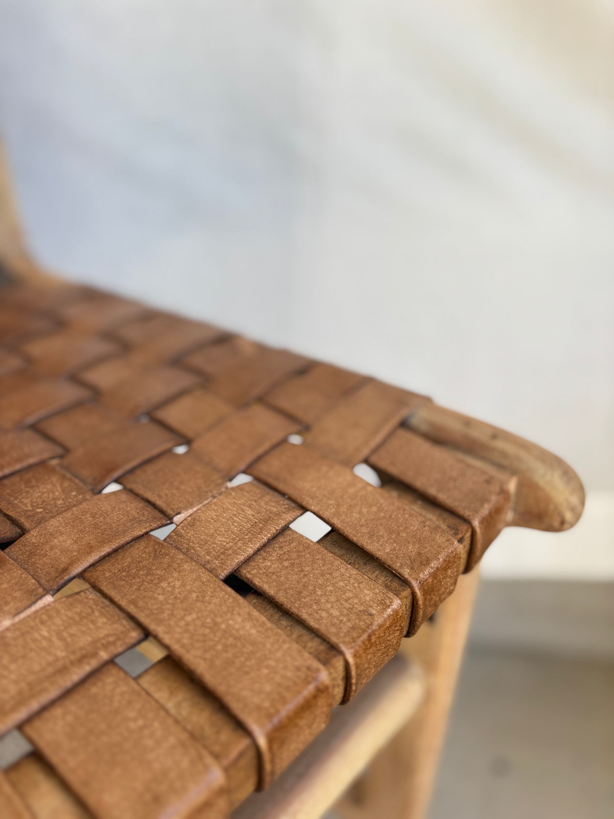 Sienna : Strap Leather Dining Chair, Antique Brown