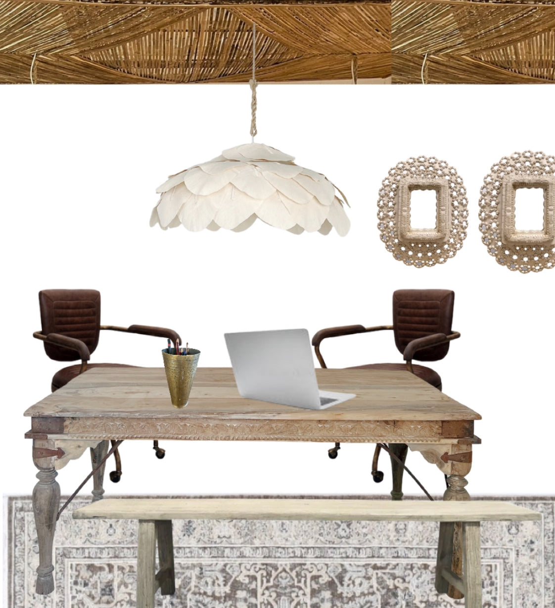 Manil : Carved Leg Dining Table