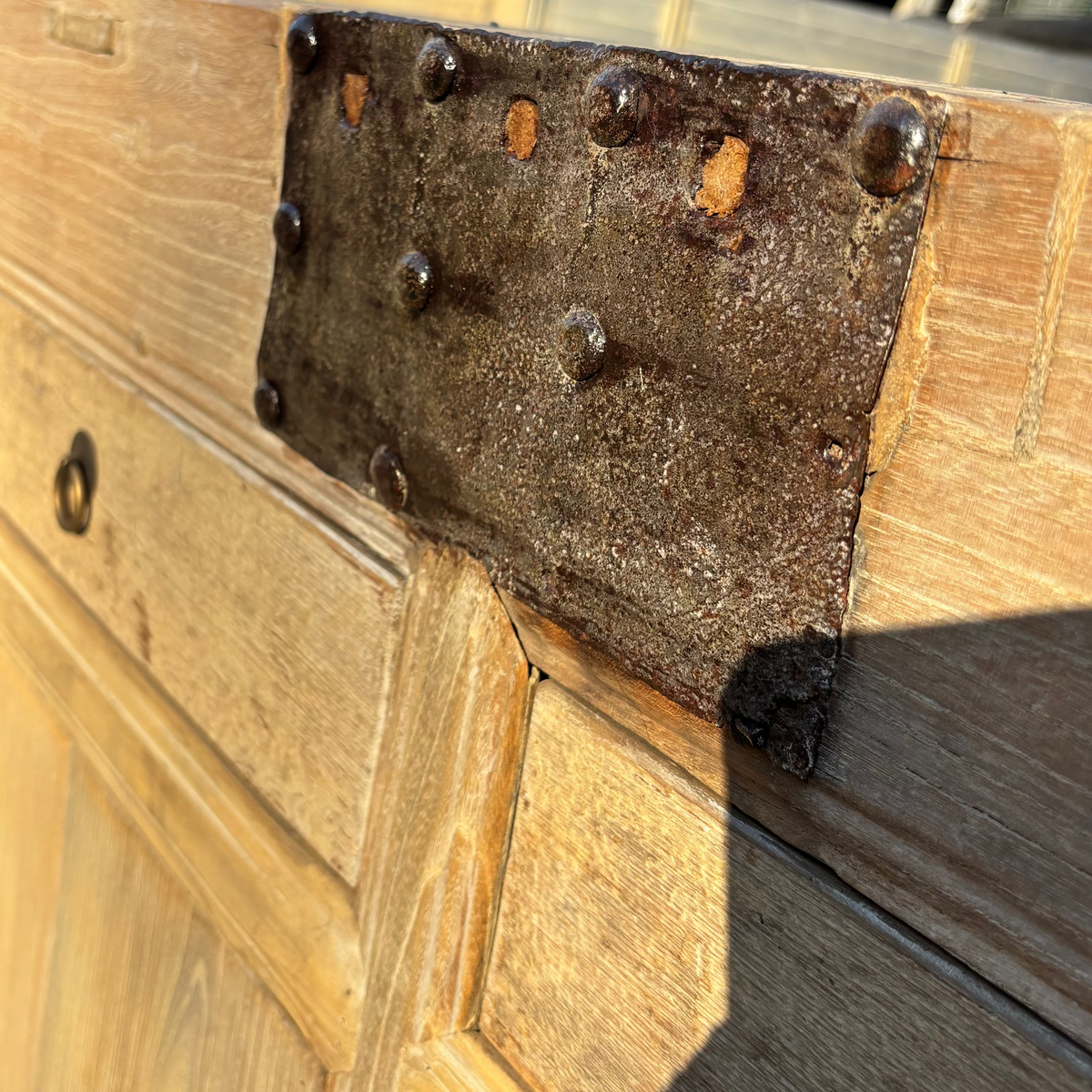 Mira : Four Door Recycled Pine 2.2m Long Cabinet with Drawers, Bleached