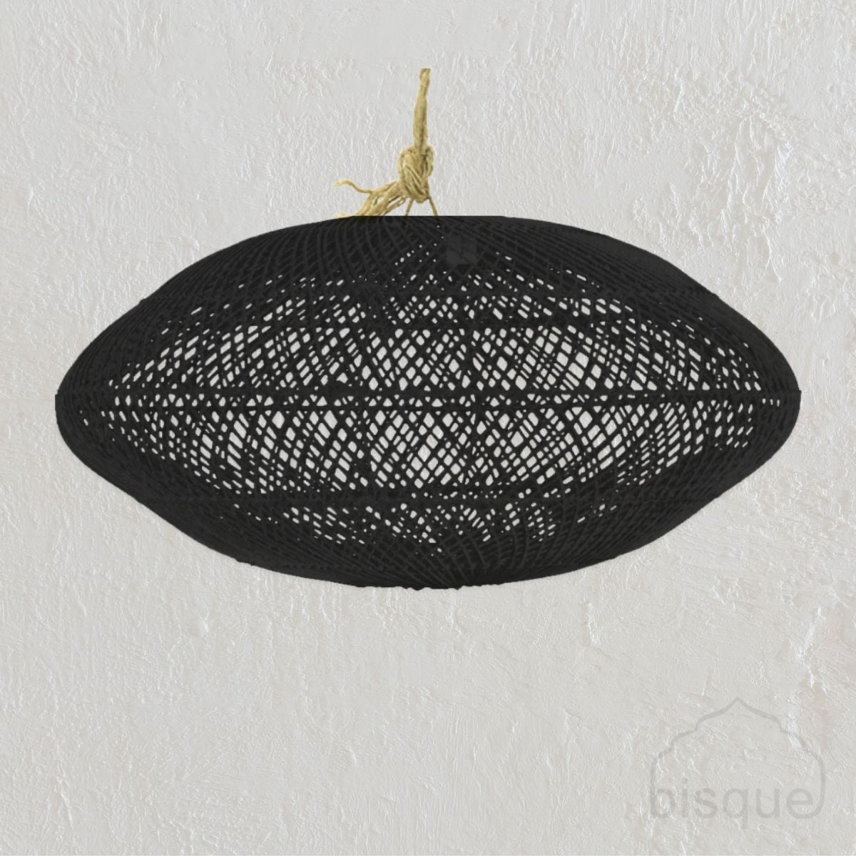 Pendant Light Outlet : Jayo : Squat Rattan Pendant, Black