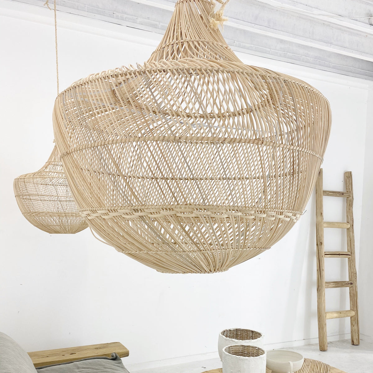 Annisa : Bowl shaped Rattan Pendant, Natural