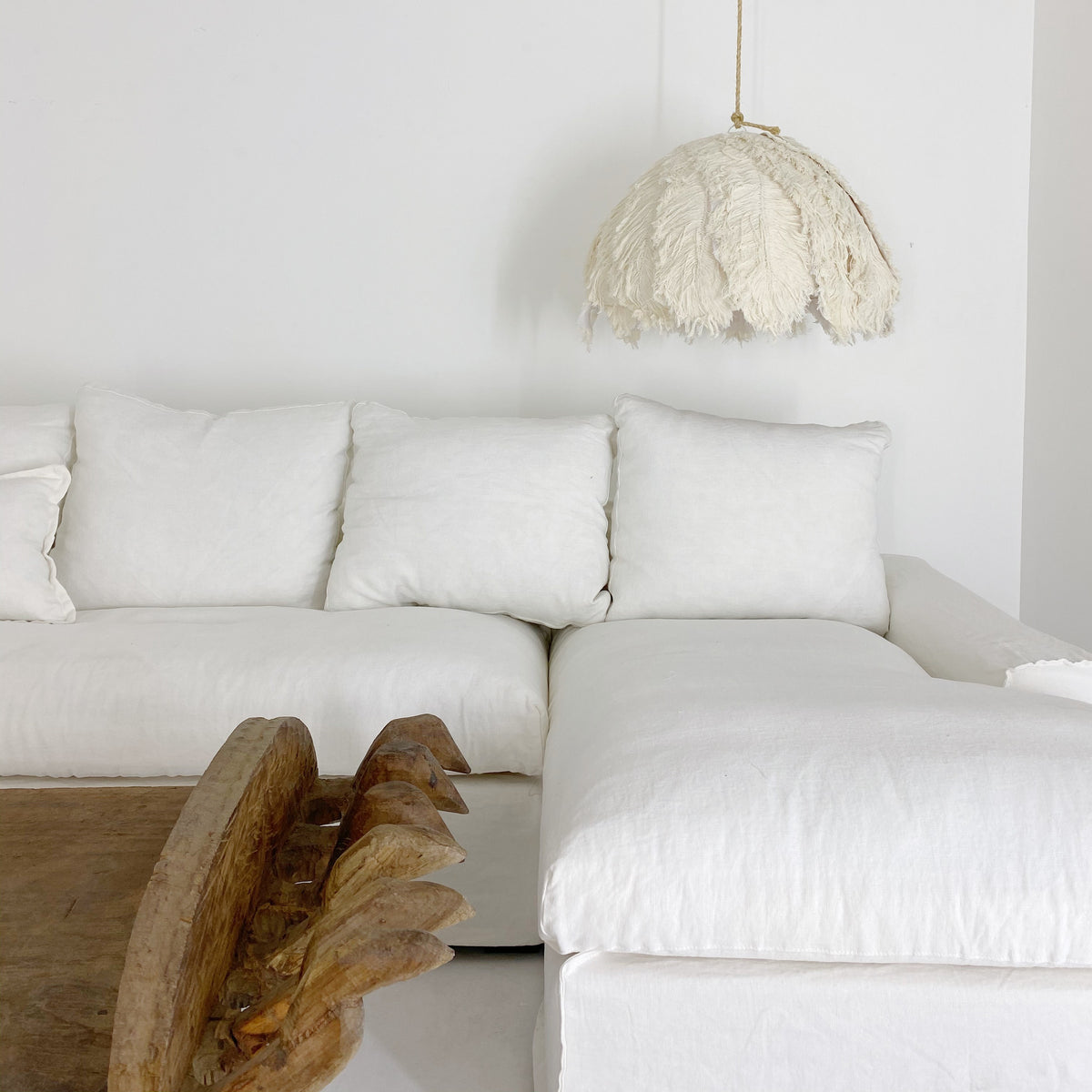 Patrice : Cotton Ostrich Feather Pendant